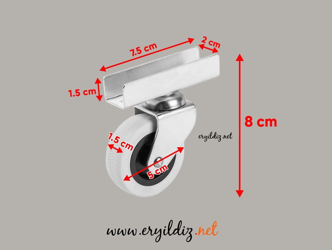 Hts 323 Gri Uzun U Tablalı Mobilya Tekeri 50 X 20 Eryıldız Hırdavat