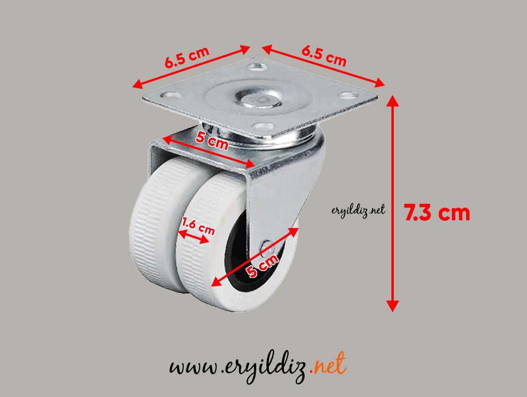 Hts Gri Çift Makaralı Tablalı Mobilya Tekeri 50 x 20 336 Frensiz Eryıldız Hırdavat 