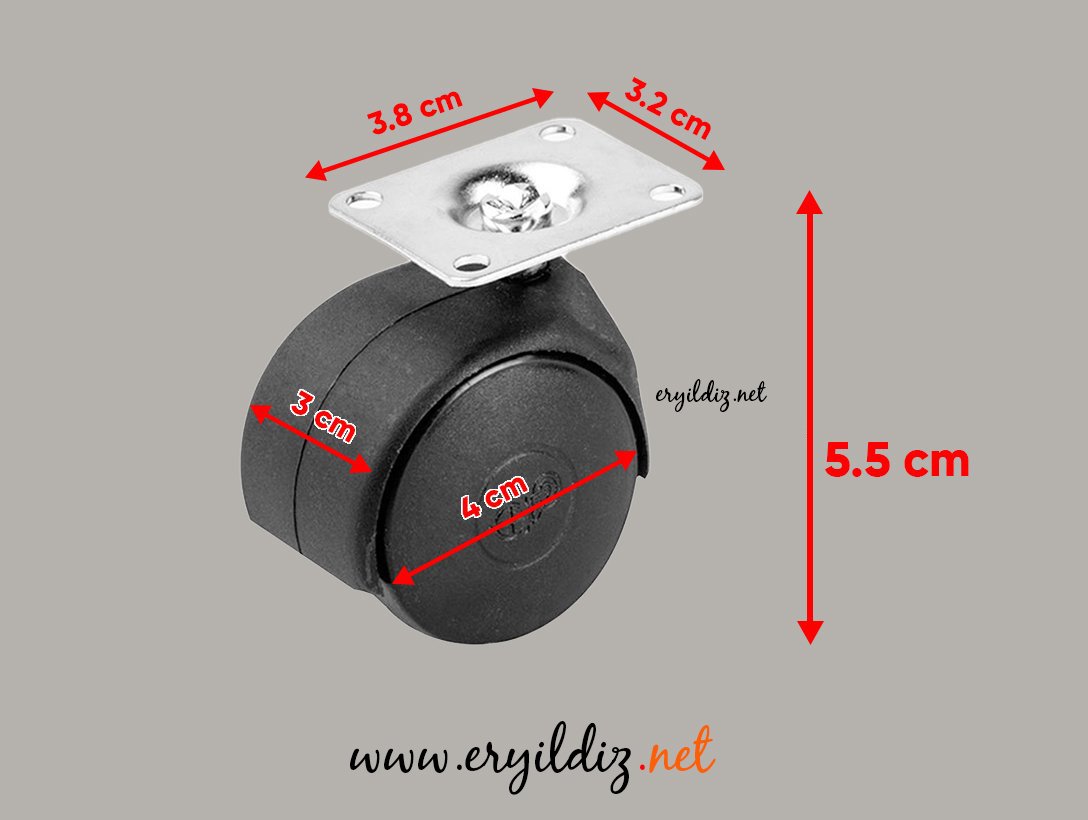 Hts 404 Plastik Küçük Tablalı Mobilya Tekeri Eryıldız Hırdavat