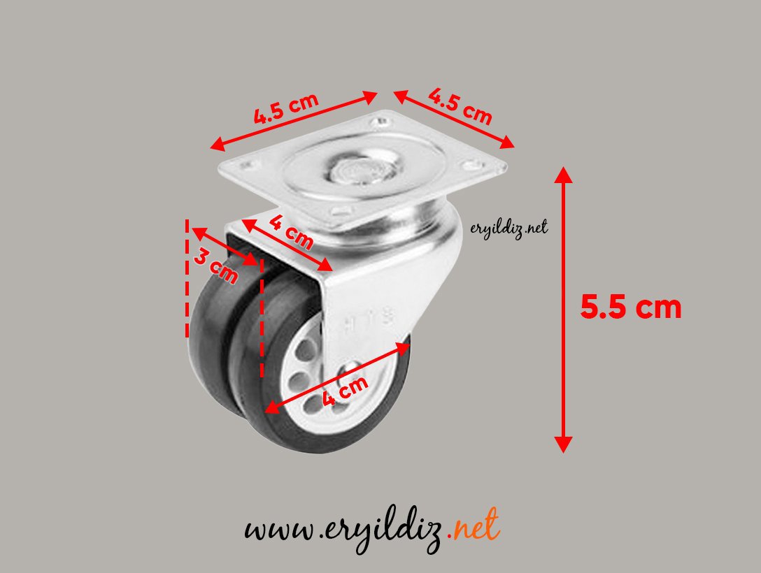 Hts 121 Çift Makaralı Tablalı Mobilya Tekeri 40 Lık Eryıldız Hırdavat