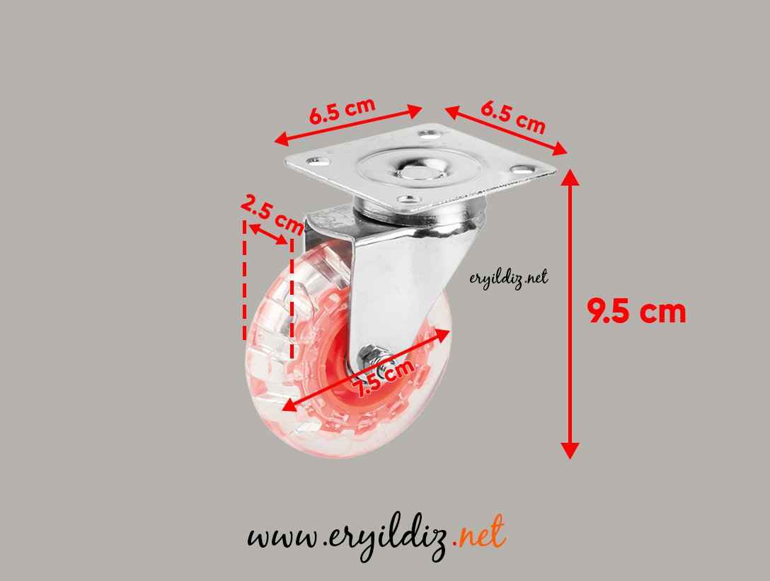 Hts Şeffaf Makaralı Sabit Mobilya Tekeri 371 Frenli Eryıldız Hırdavat