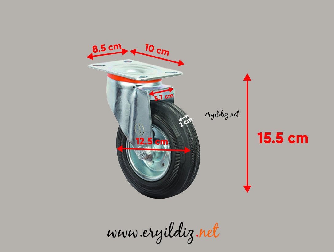Hts Döner Başlı Tablalı Sanayi Tipi Teker Slb 12,5 cm 90 Kg Online Hırdavat