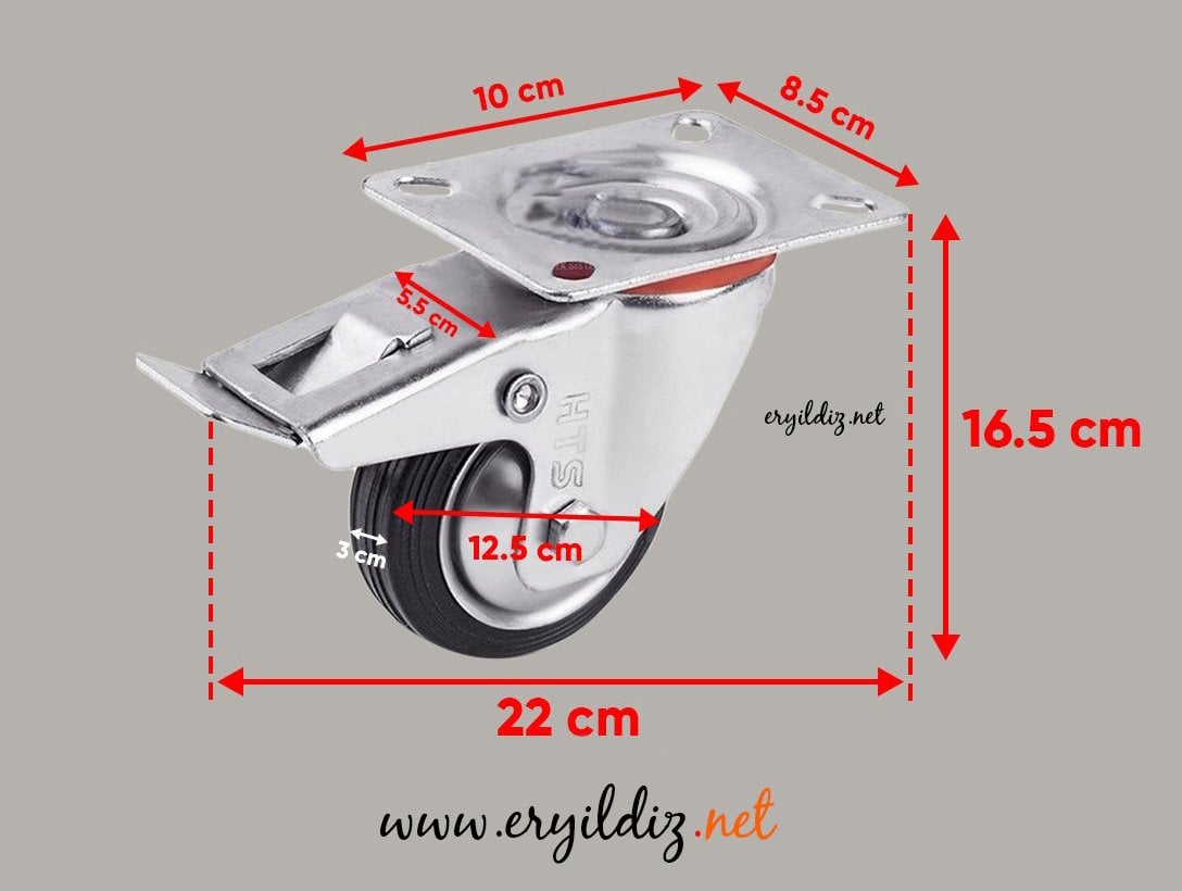 Hts 613 Frenli Tablalı Sanayi Tipi Teker Slb 125 12,5 cm Eryıldız Hırdavat