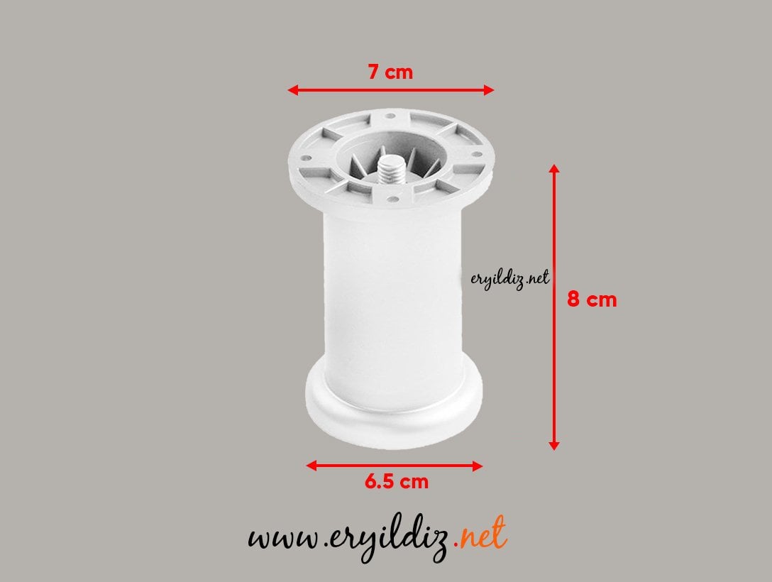 Jumbo Beyaz Mobilya Ayak 8 cm Eryıldız Hırdavat