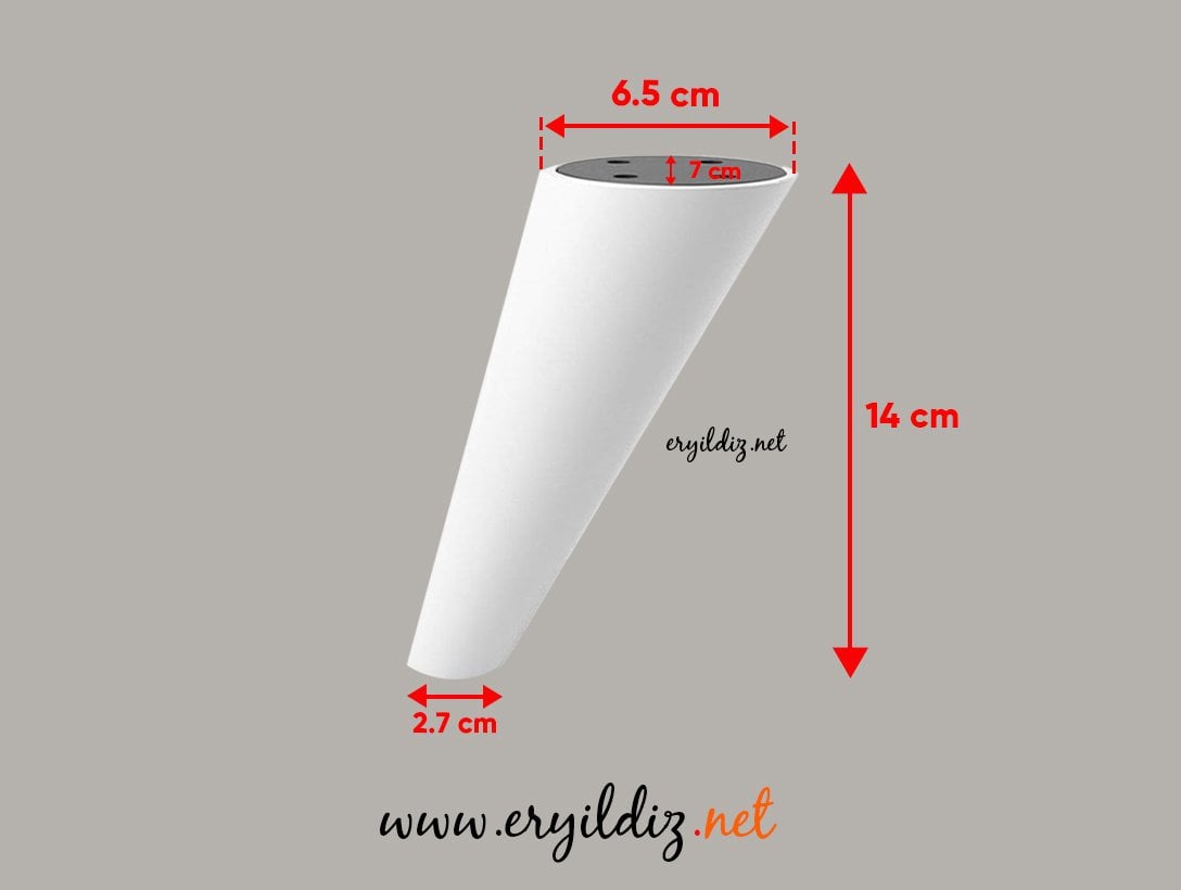 Açılı Konik 14 Cm Plastik Mobilya Ayak Beyaz Eryıldız Hırdavat