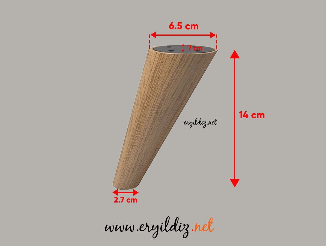 Açılı Konik 14 Cm Plastik Mobilya Ayak Ceviz Eryıldız Hırdavat 