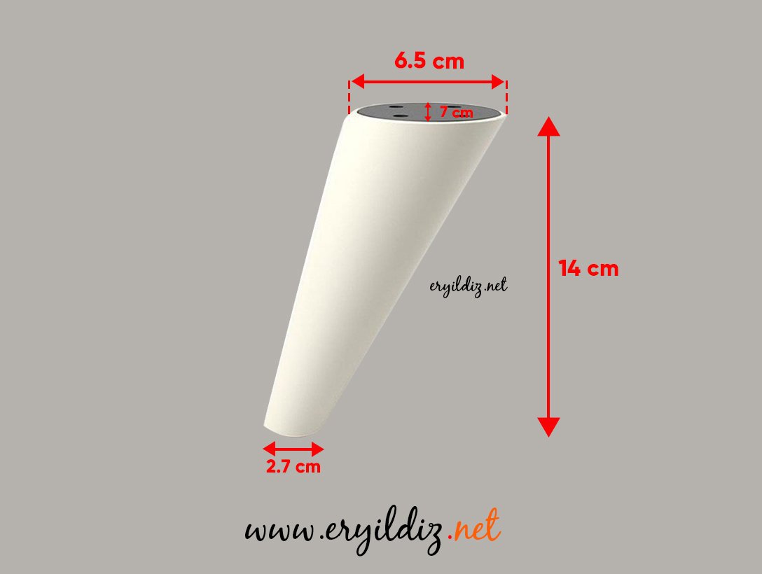 Açılı Konik 14 Cm Plastik Mobilya Ayak Krem Eryıldız Hırdavat
