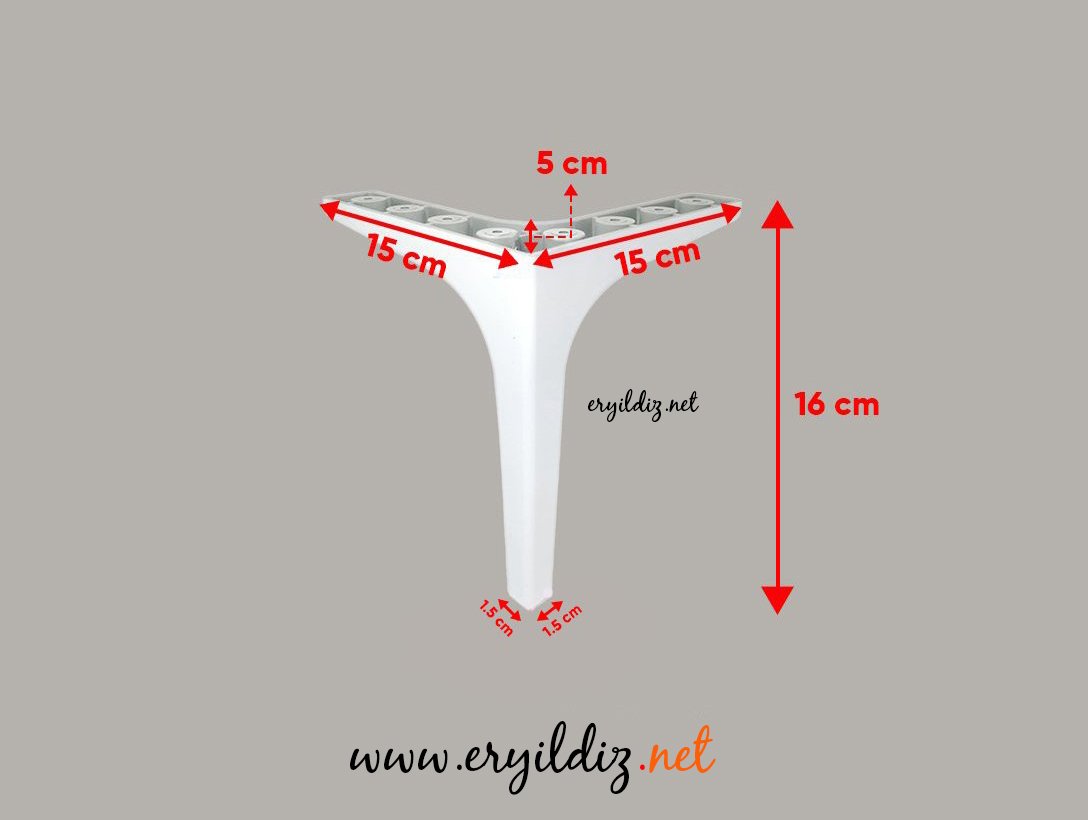 Lidya Mobilya Ayak Beyaz 16 cm Eryıldız Hırdavat