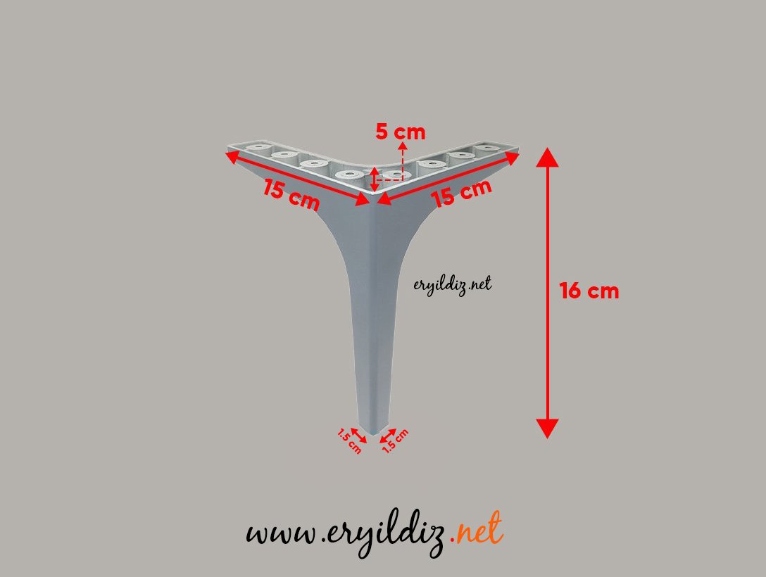 Lidya Mobilya Ayak Antrasit Gri 16 cm Eryıldız Hırdavat