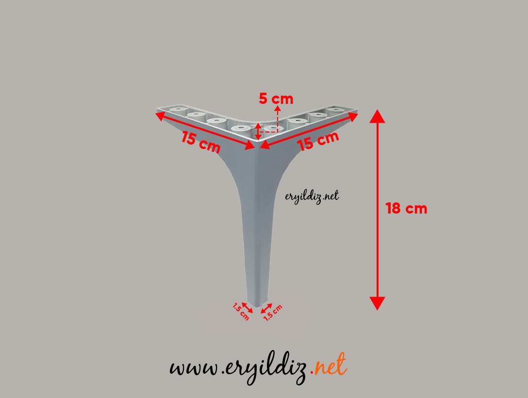 Lidya Mobilya Ayak Antrasit Gri 18 cm Eryıldız Hırdavat