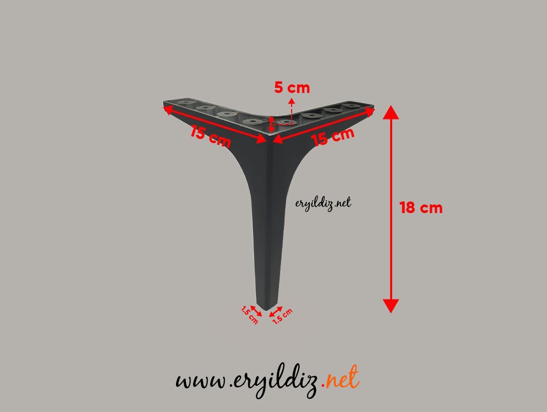 Lidya Mobilya Ayak Siyah 18 cm Eryıldız Hırdavat