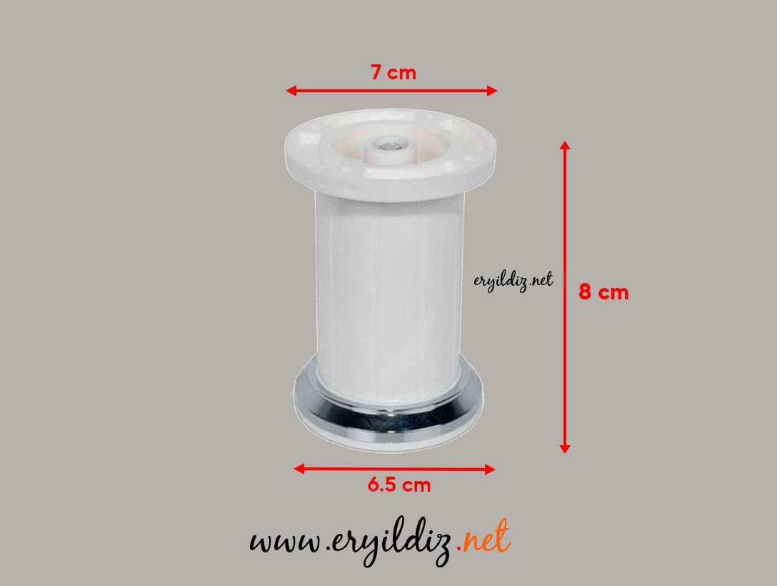 Liz Jumbo Bilezikli Mobilya Ayak Beyaz 8 cm Eryıldız Hırdavat
