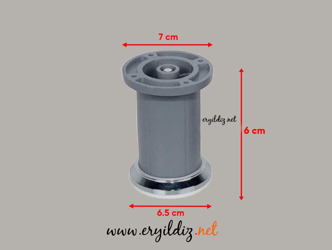 Liz Jumbo Bilezikli Mobilya Ayak Gri 6 cm Eryıldız Hırdavat