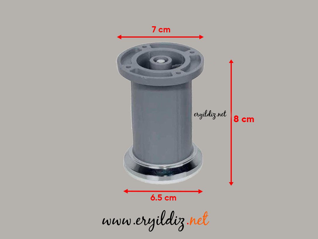 Liz Jumbo Bilezikli Mobilya Ayak Gri 8 cm Eryıldız Hırdavat