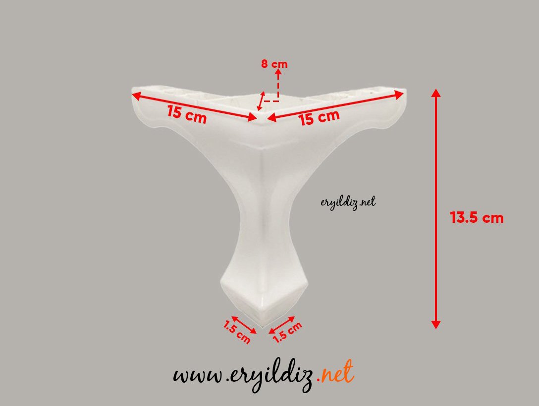 Dogas Lükens Beyaz Mobilya Ayak 13 cm Eryıldız Hırdavat