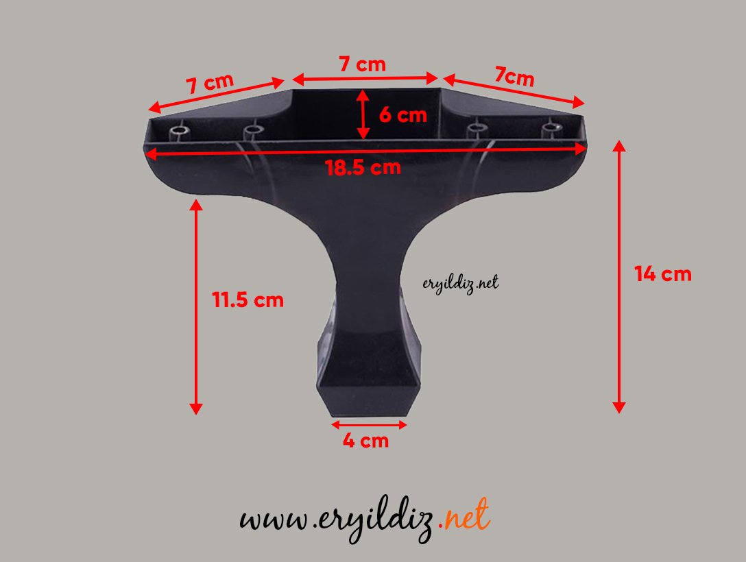 Lükenz Orta Mobilya Ayak 14 cm Siyah Eryıldız Hırdavat