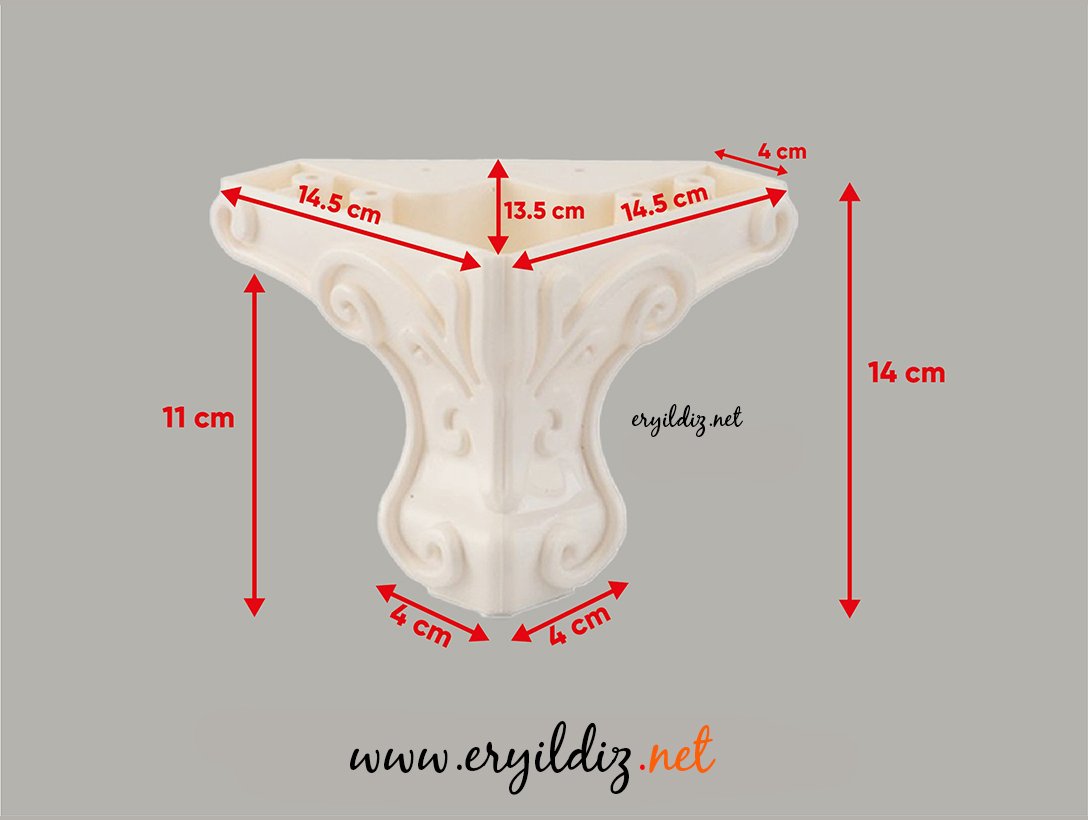 Lükenz Oymalı Mobilya Ayak 14 cm Beyaz Eryıldız Hırdavat 