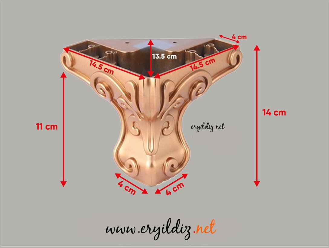 Lükenz Oymalı Mobilya Ayak 14 cm varak Eryıldız Hırdavat 