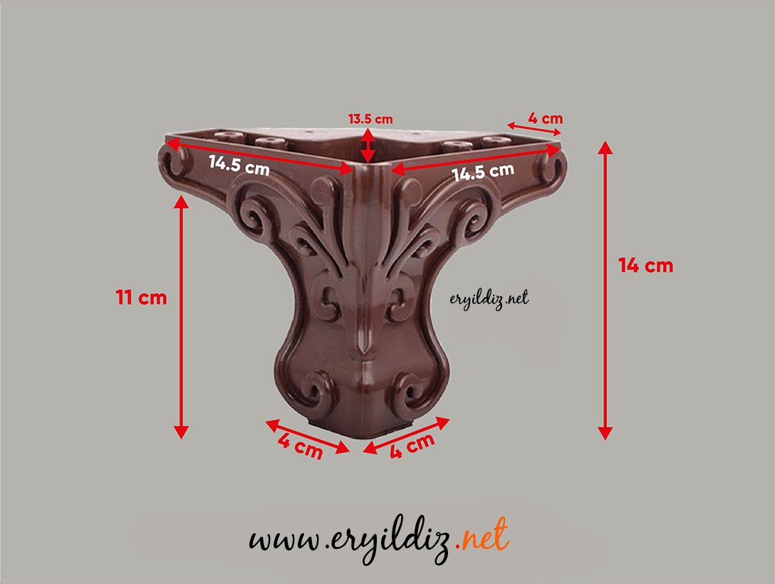 Lükenz Oymalı Mobilya Ayak 14 cm Wenge Eryıldız Hırdavat 