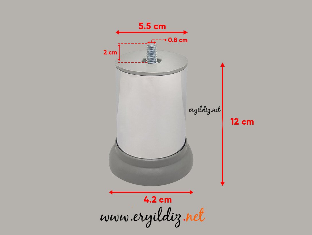 Çap 51 mm Çekyat Ayağı Krom 12 cm (metrik 8) Eryıldız Hırdavat 