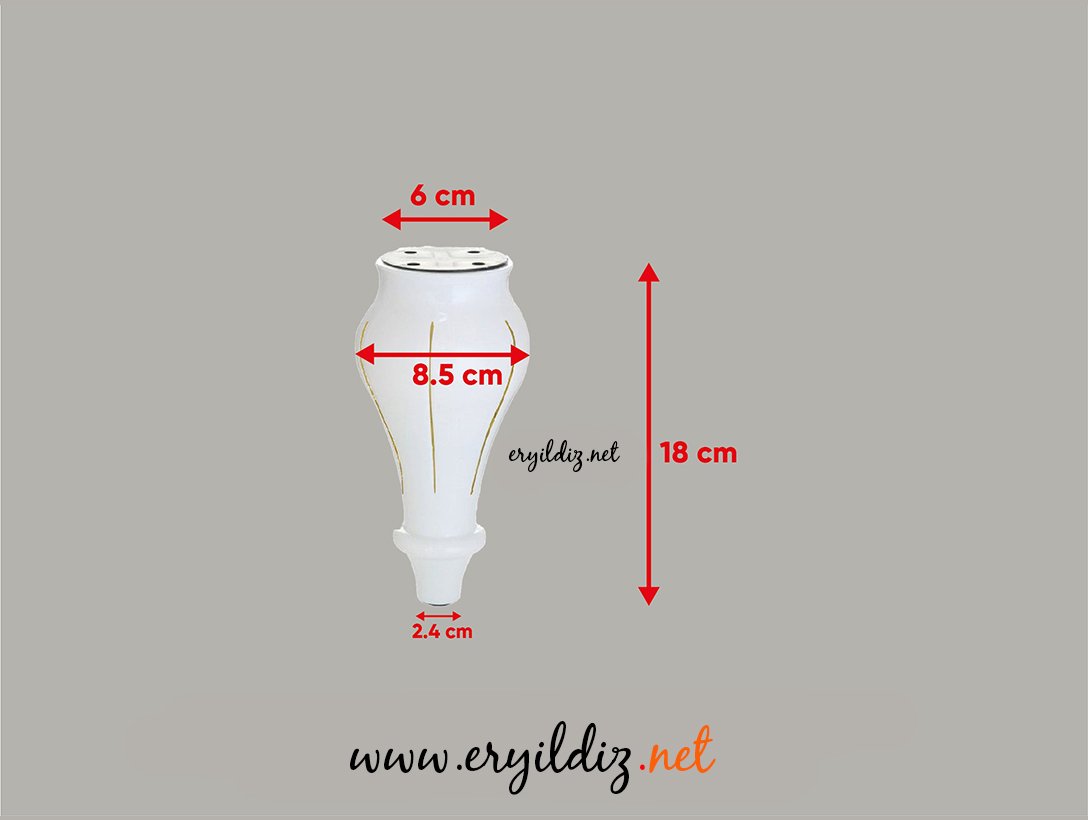 Mc Saray Mobilya Ayak Beyaz Altın Varak  18 cm Eryıldız Hırdavat 