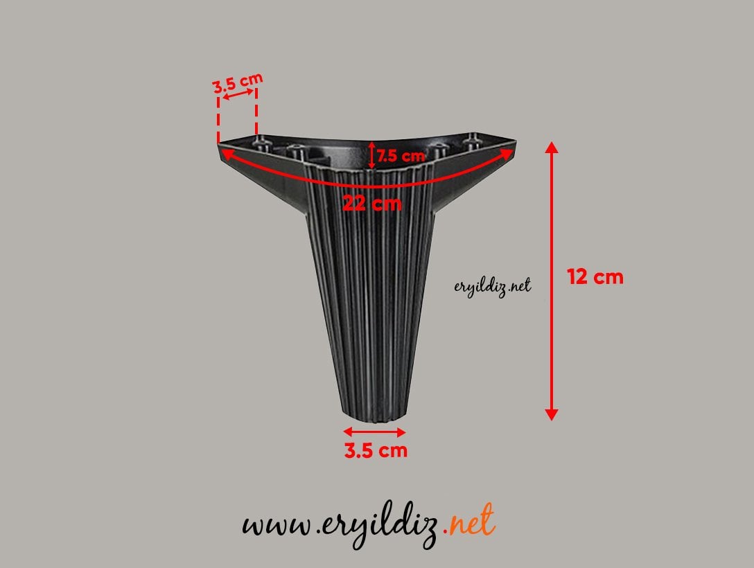 Mc Çizgili Wetra 12 cm Mobilya Ayak Siyah Eryıldız Hırdavat