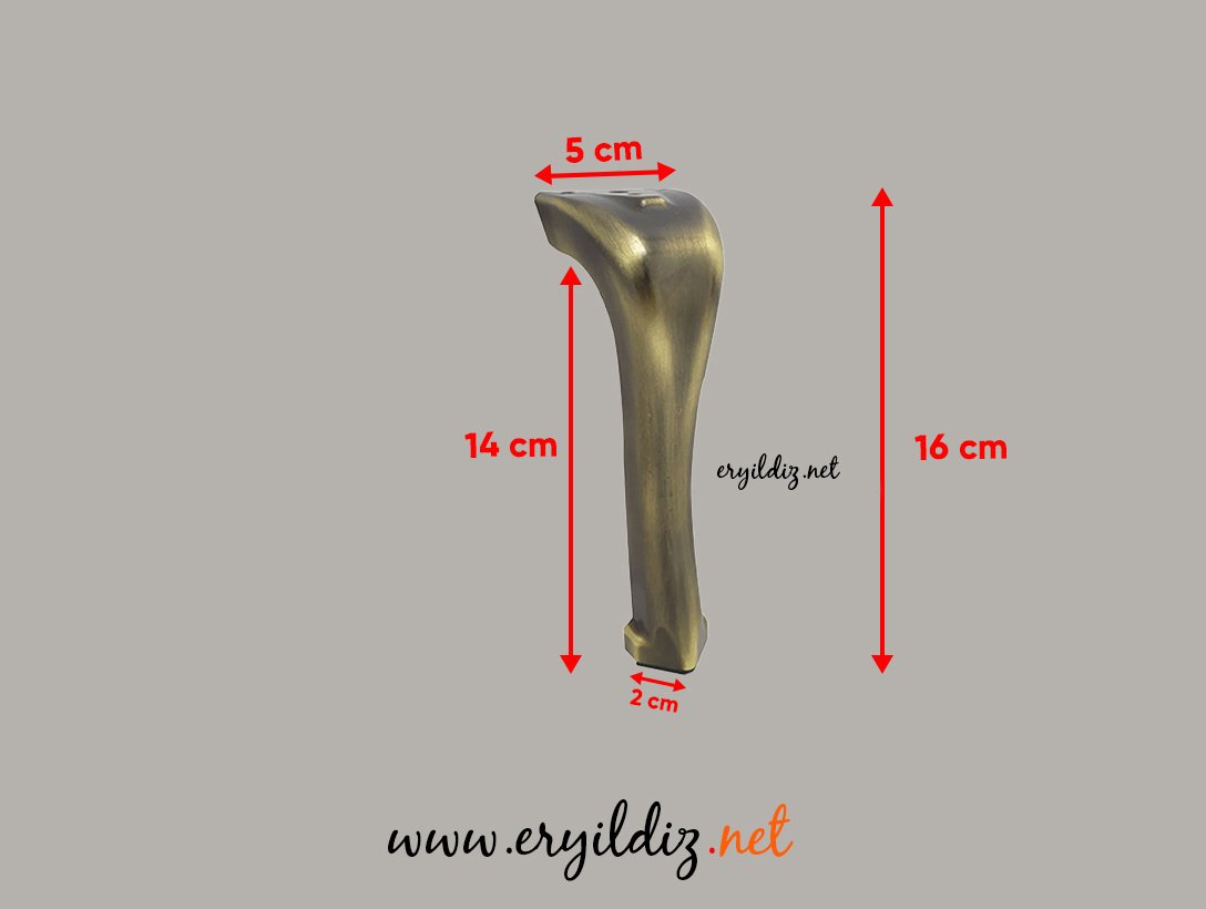 Merkür Metal 16 cm Mobilya Ayak Antik Sarı Eryıldız Hırdavat