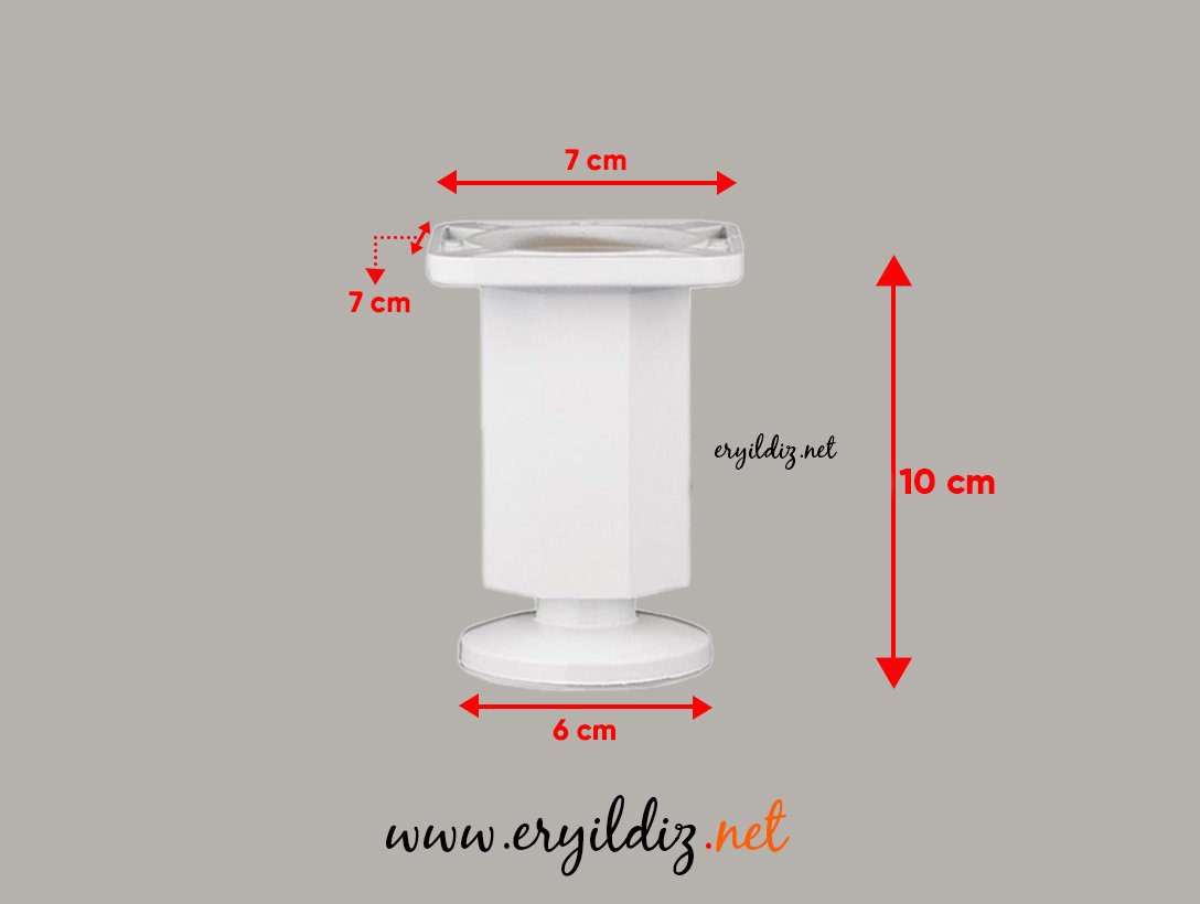 Pole Sekizgen Ayak 10 cm Beyaz Eryıldız Hırdavat