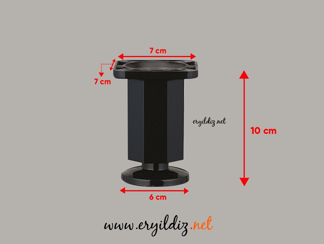 Pole Sekizgen Ayak 10 cm Siyah Eryıldız Hırdavat