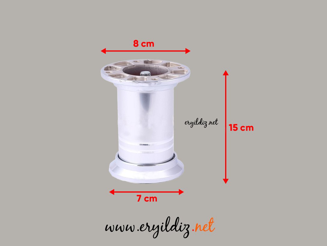 EFG Parlak Eloksal Yüzüklü Çap 51 7363 Mobilya Ayak 15 cm Uzunluğunda Eryıldız Hırdavat