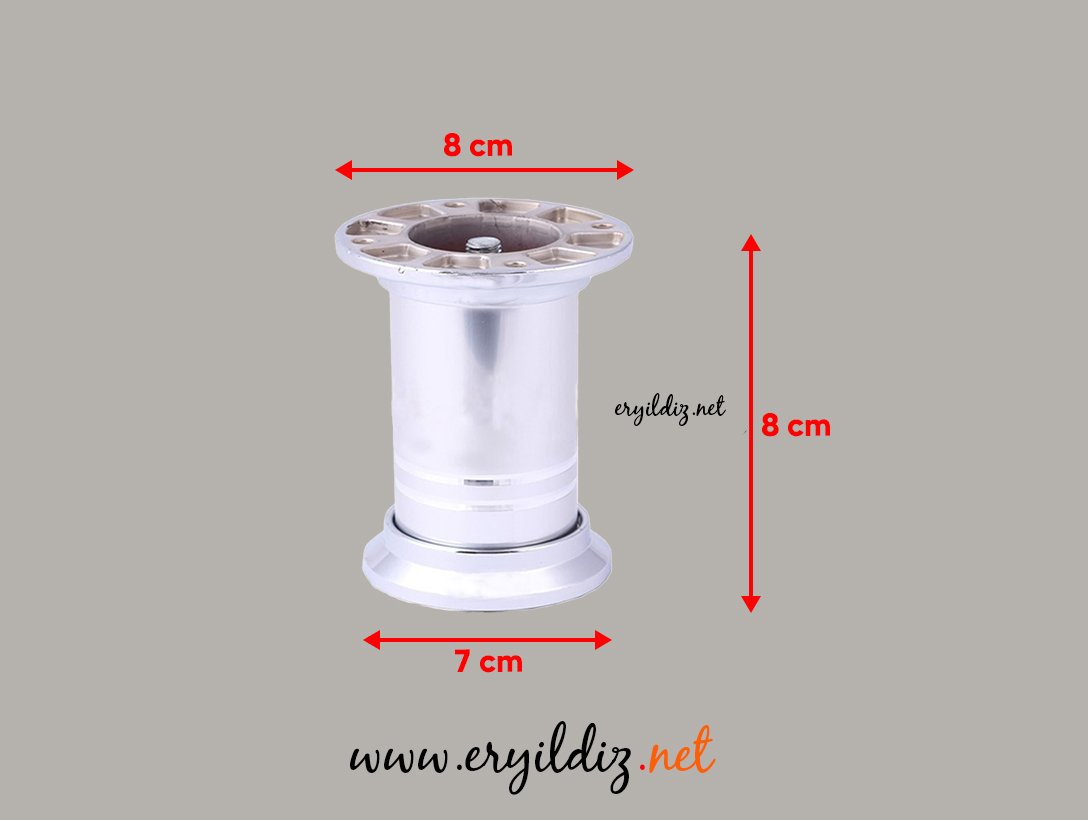 EFG Parlak Eloksal Yüzüklü Çap 51 7360 Mobilya Ayak 8 cm Uzunluğunda Eryıldız Hırdavat
