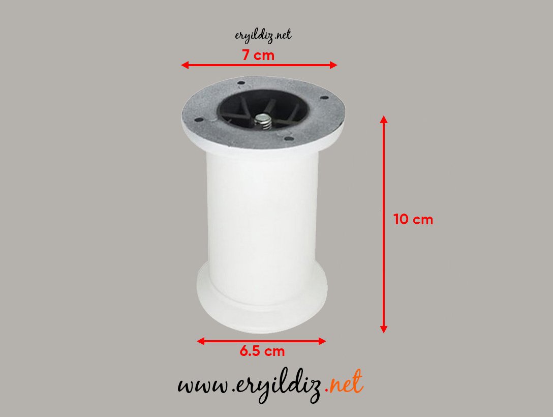 Elvin Düz Mobilya Ayak Beyaz 10 cm Eryıldız Hırdavat 