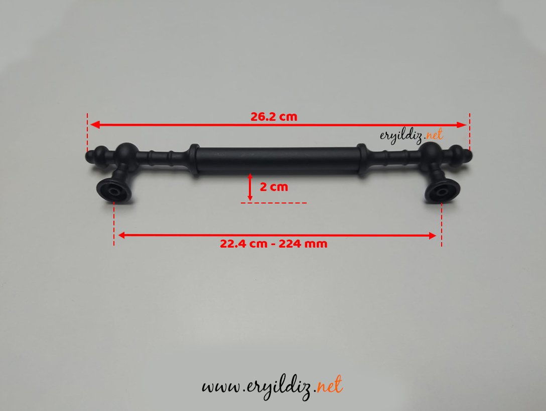 Metax Kadeh Mobilya Kulp Siyah - 224 mm Eryıldız Hırdavat