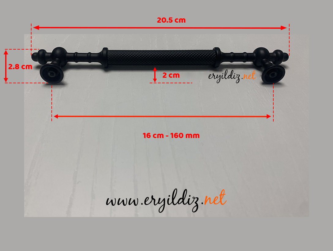 Metax Ladin Mobilya Kulp Siyah - 160 mm Eryıldız Hırdavat