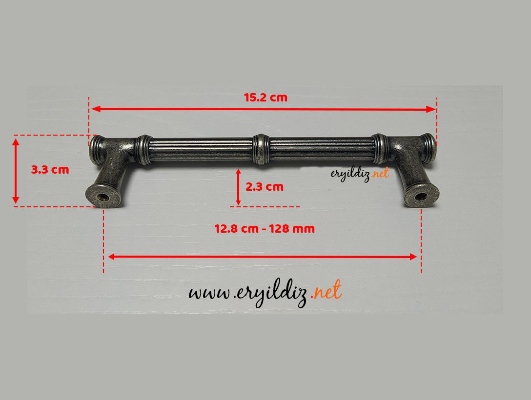 System 4227 Mobilya Kulp Gümüş Eskitme - 128 mm Eryıldız Hırdavat 