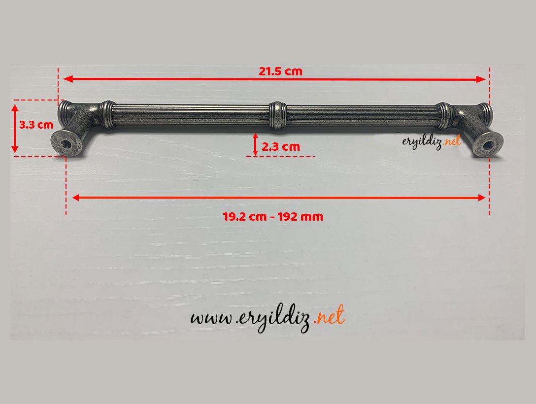 System 4227 Mobilya Kulp Gümüş Eskitme - 192 mm Eryıldız Hırdavat