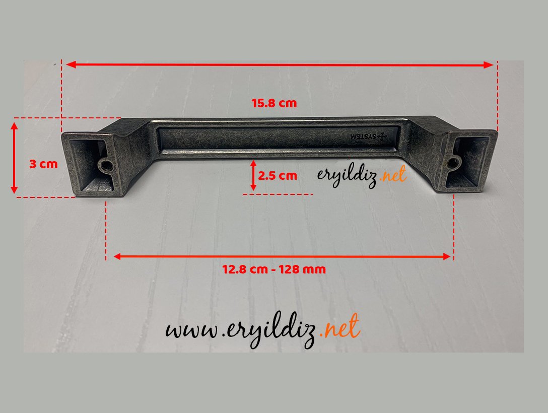 System 4235 Mobilya Kulp Eskitilmiş Mat Gümüş - 128 mm Eryıldız Hırdavat