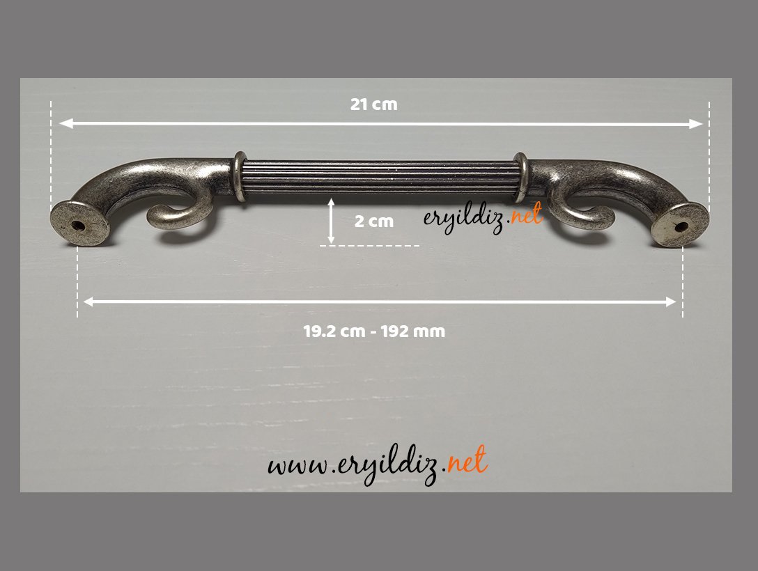 System 4645 Mobilya Kulp Antik Gümüş - 192 mm Eryıldız Hırdavat