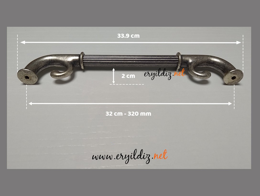 System 4645 Mobilya Kulp Antik Gümüş - 320 mm Eryıldız Hırdavat