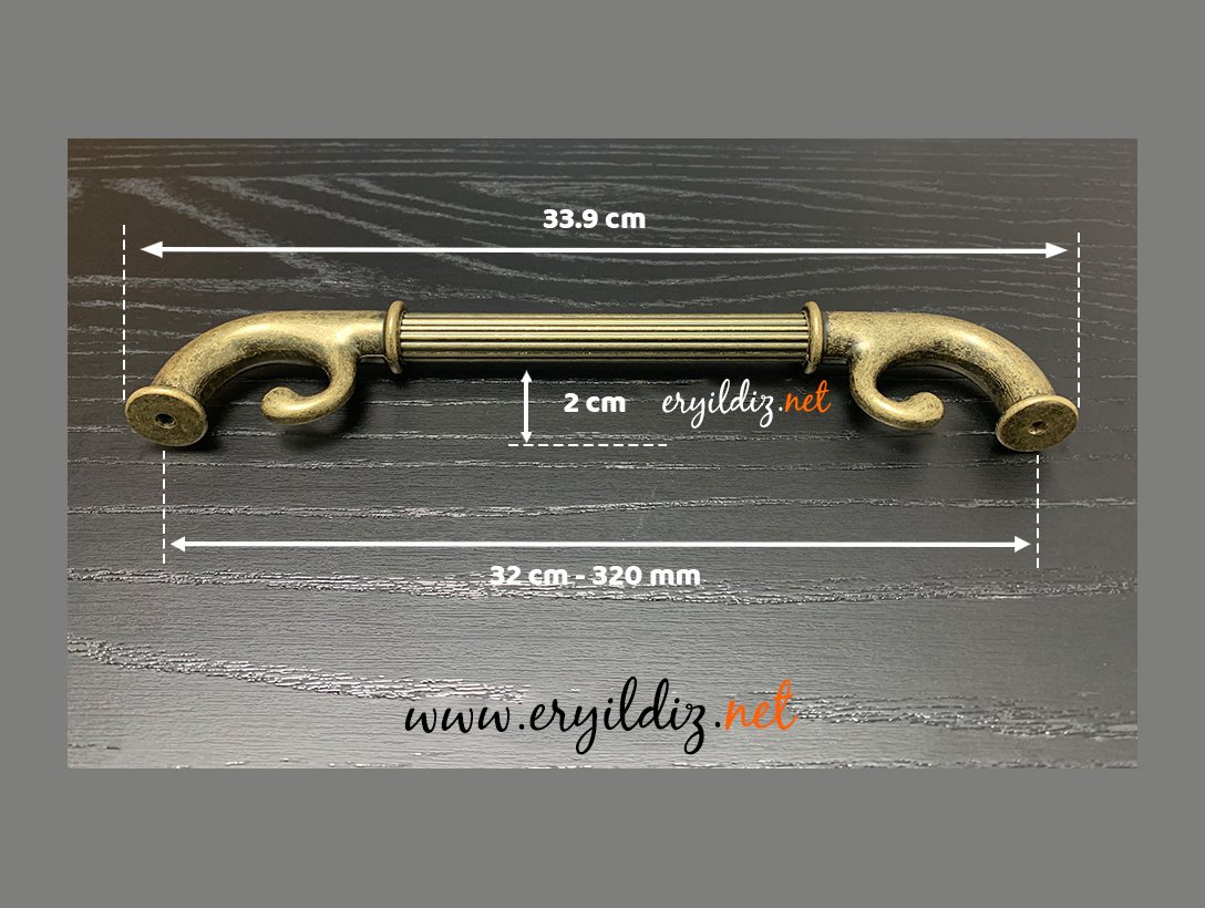 System 4645 Mobilya Kulp Antik Sarı - 320 mm Eryıldız Hırdavat 