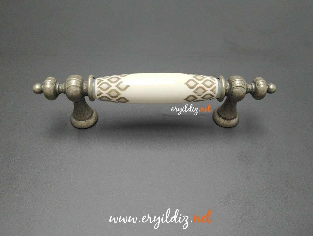 Tomurcuk 1980-80 Gümüş Eskitme Porselen Mobilya Kulp Eryıldız Hırdavat 