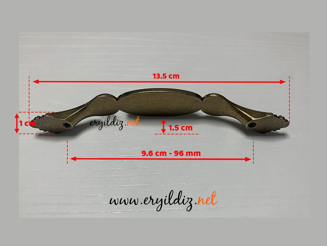 Ventus 2034 Yaldızlı Antik Sarı Mobilya Kulp 96 mm Eryıldız Hırdavat