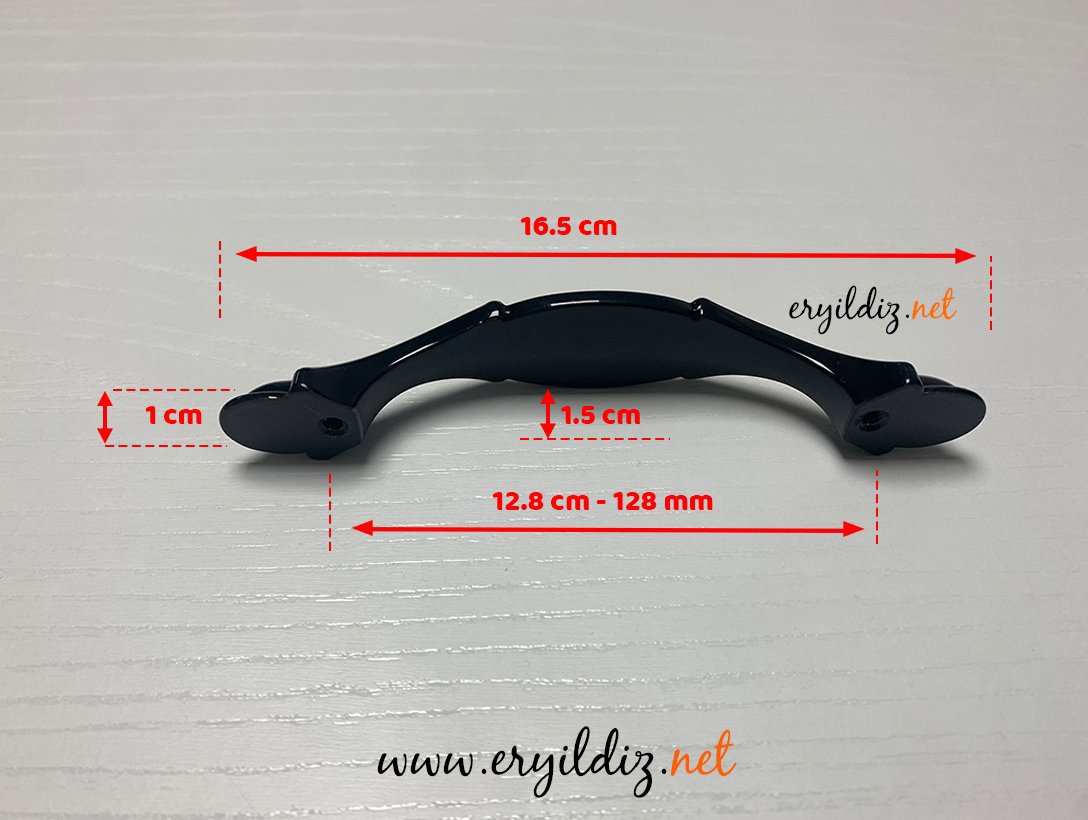Ventus 2035 Yaldızlı Parlak Siyah Sarı Mobilya Kulp 128 mm Eryıldız Hırdavat 
