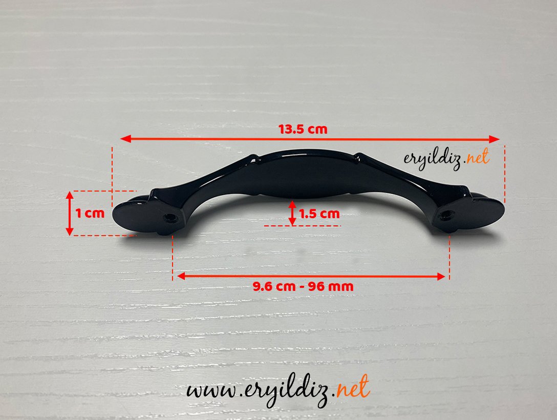 Ventus 2035 Yaldızlı Parlak Siyah Sarı Mobilya Kulp 96 mm Eryıldız Hırdavat 