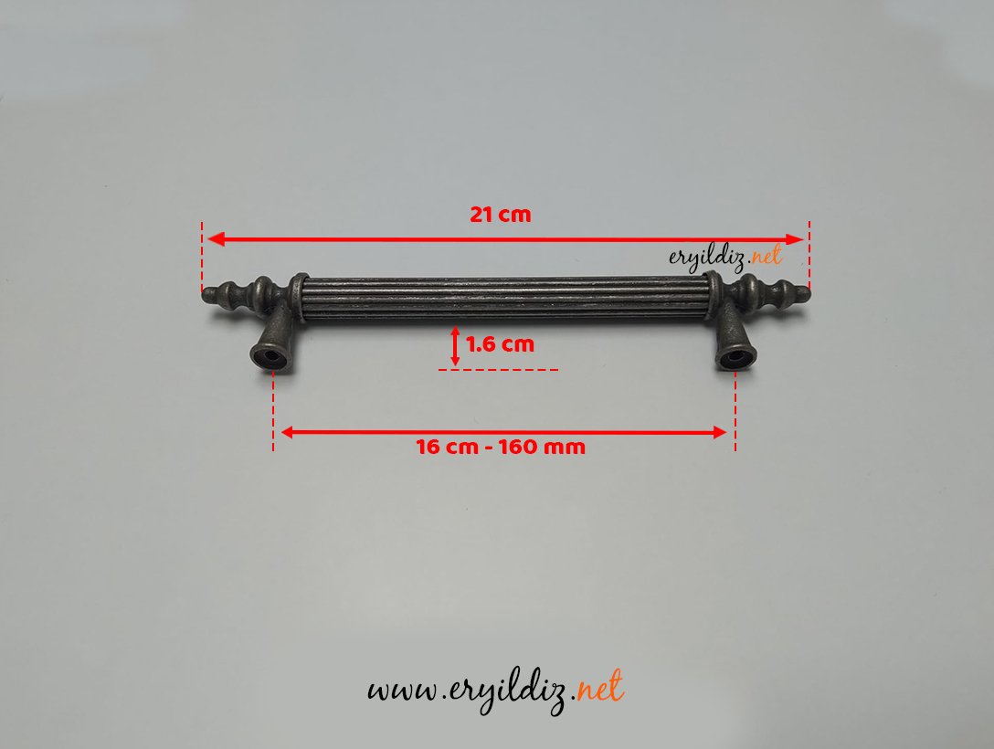 Afra Zirve Zamak Mobilya Kulp Antik Gümüş - 160 mm Eryıldız Hırdavat