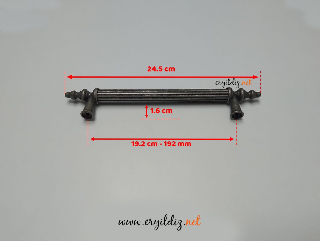Afra Zirve Zamak Mobilya Kulp Antik Gümüş - 192 mm Eryıldız Hırdavat