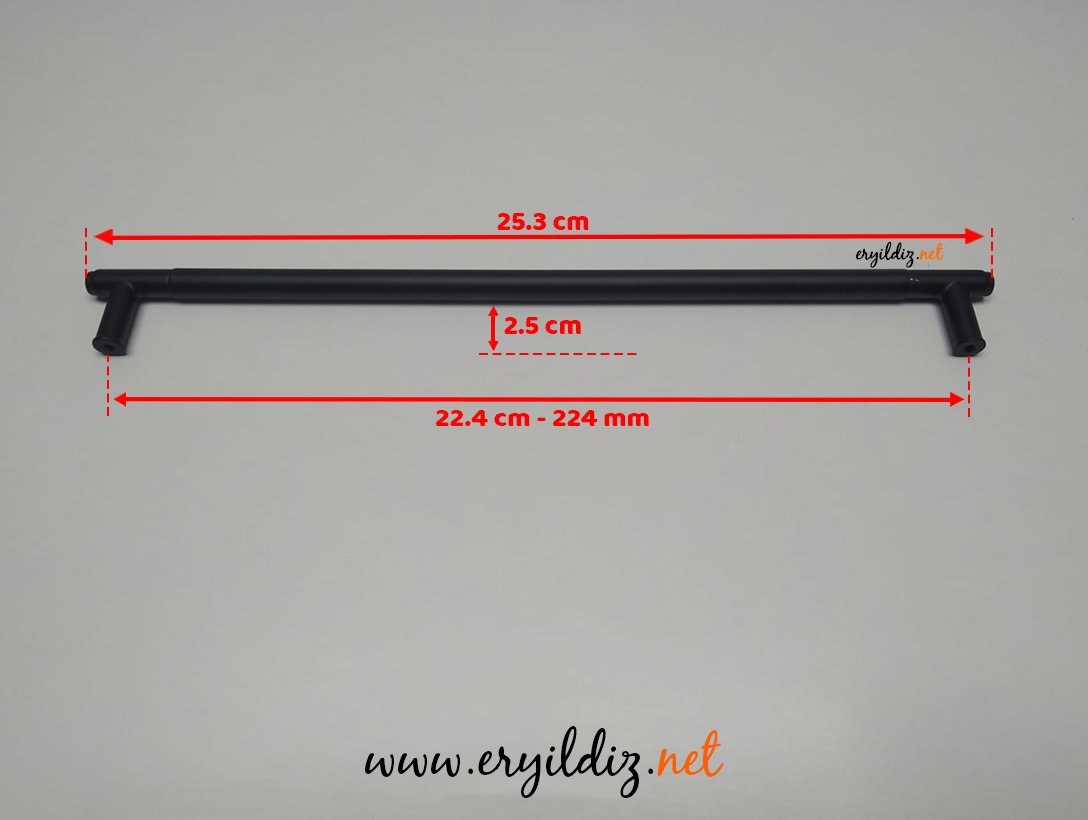 Doğanlar AL350 Zamak Mobilya Kulp Mat Siyah - 224 mm Eryıldız Hırdavat