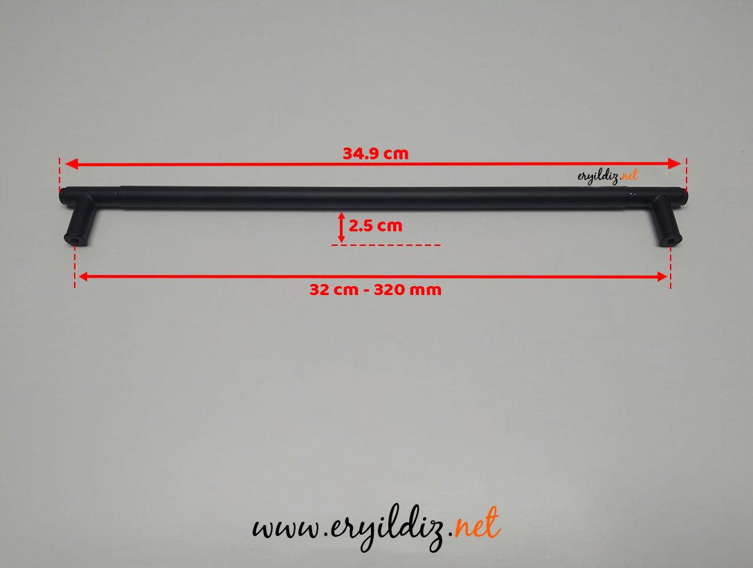 Doğanlar AL350 Zamak Mobilya Kulp Mat Siyah - 320 mm Eryıldız Hırdavat