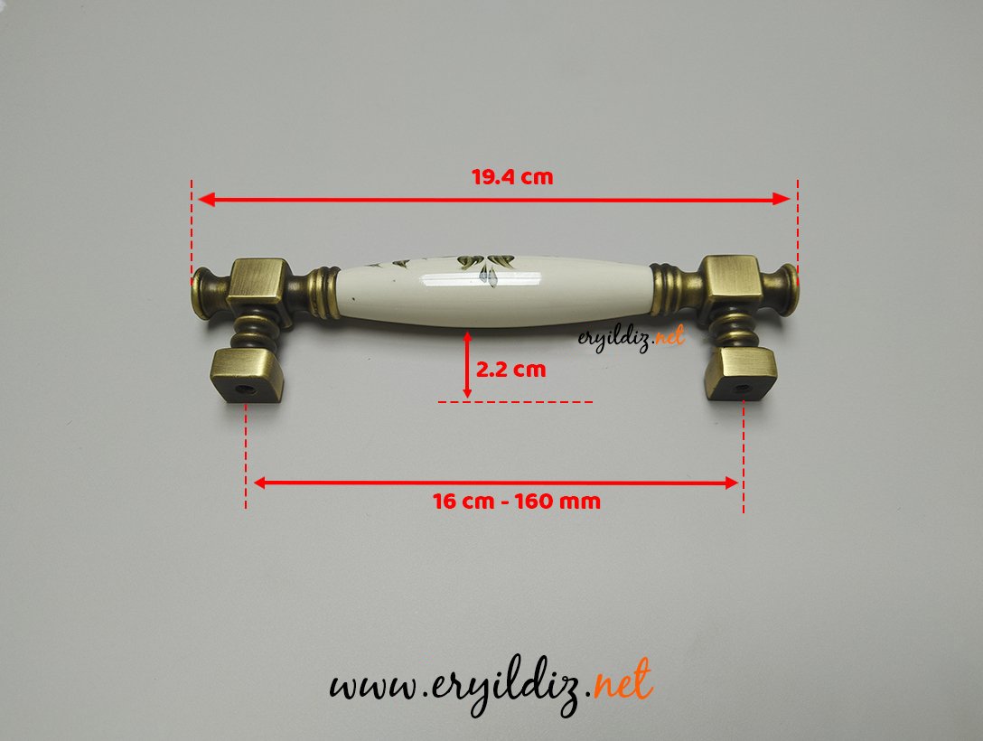 Doğanlar Z-310 Mobilya Porselen Kulp Olifka Krem - Desenli - 160 mm Eryıldız Hırdavat