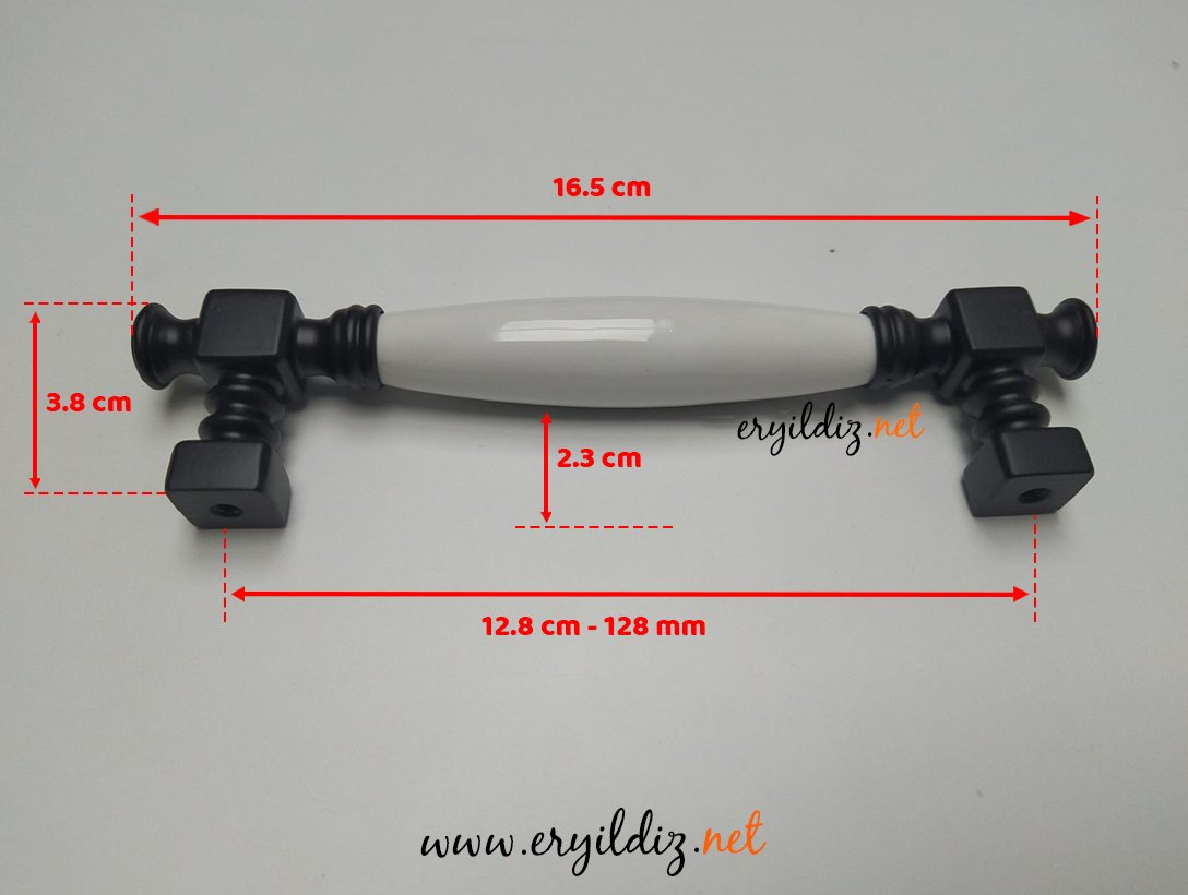 Doğanlar Z.310 Porselen Mobilya Kulp Mat Siyah Beyaz Düz - 128 mm Eryıldız Hırdavat